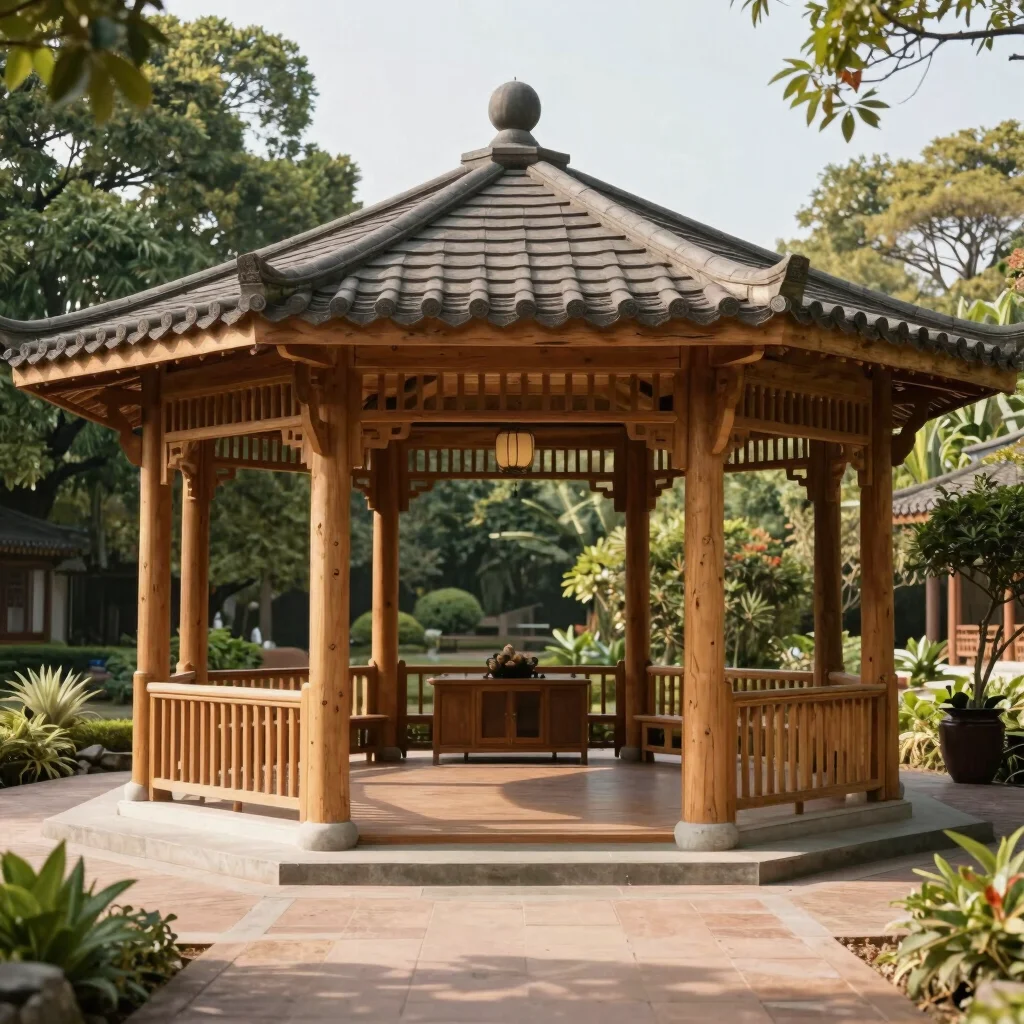 Bright shot of the pavilion's entrance, welcoming and well-maintained.